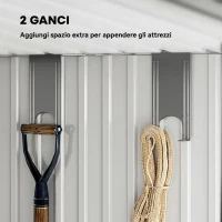 Outsunny Casetta da Giardino con Porte Scorrevoli e Pavimentazione in Acciaio, 195x122x181.5 cm, Grigio Chiaro(m-3)