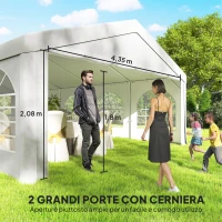 Outsunny Tendone da Giardino 10x5 m con 10 Pareti Laterali Rimovibili, in PE e Metallo Galvanizzato, Bianco(m-5)