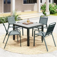 Outsunny Lot de 4 chaises de jardin chaises empilables d'extérieur avec haut dossier et accoudoirs cadre en acier 56x66x91cm gris(m-10)