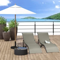 Outsunny Set 2 Sdraio da Giardino Pieghevoli, Lettino Prendisole in Alluminio e Textilene, 61x165x63cm(m-10)
