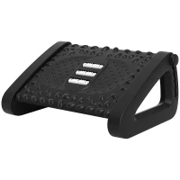HOMCOM Fußstütze für den Schreibtisch, höhenverstellbarer Fußhocker mit Massage-Oberfläche und Rollen, Kunststoff, Schwarz(m-11)