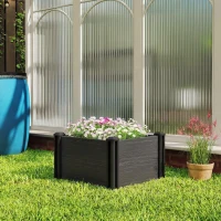Outsunny Vinyl Raised Garden Bed Kit, 2 x 2 x 1ft Modular Elevated Garden Box with Slotting Legs and Open Bottom, Dark Grey(m-10)