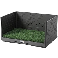 PawHut Inodoro para Perros con Césped Artificial 75x51x36,5 cm con Paredes Altas Bandeja Deslizante y Fácil de Limpiar Negro(m-11)