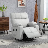 HOMCOM Poltrona para idosos com auxílio de elevação, função reclinável, incl. controle remoto, 144 cm x 91 cm x 88 cm, Cinza claro(m-6)