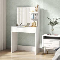 HOMCOM Tocador de Maquillaje con Espejo Mesa de Maquillaje con Cajón y Estantes Abiertos Blanco(m-9)