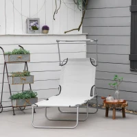 Outsunny Set de 2 Tumbonas de Jardín Reclinables con Toldo Desmontable y Respaldo Ajustable en 4 Niveles 187x58x36cm Gris Claro(m-2)