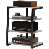 HOMCOM HiFi Stand, with Four Storage Shelves - Grey(m-11)