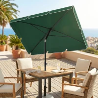 Outsunny Sombrilla de Terraza de Aluminio 2x1,3x2,5 m Parasol de Jardín Rectangular con Función de Inclinación Verde(m-9)