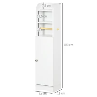 kleankin Colonna Bagno con 3 Ripiani Aperti e Armadietto a 2 Livelli Regolabile, in Legno, 23x18x100 cm, Bianco(m-3)