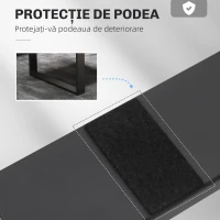 HOMCOM Set 2 Picioare de Masă Dreptunghiulare din Oțel, 60x8x72 cm, Negru(m-5)
