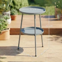 Outsunny Beistelltisch Ø36 cm, Balkontisch aus Metall Esstisch Outdoor, rund Terrassentisch für Garten Terrasse Balkon Dunkelgrau(m-3)