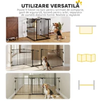 PawHut Poartă pentru câini de talie mică și medie pliabilă cu 5 panouri, din metal și plastic, 300x3x74,5 cm, negru(m-4)