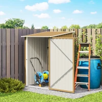 Outsunny Casetta da Giardino Porta Attrezzi in Acciaio Galvanizzato con Porta a Battente, 100x104x160 cm, Giallo(m-8)