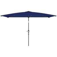 Outsunny Sombrilla de Aluminio 198x294x255 Parasol Rectangular de Jardín Inclinable con Manivela y Poste Desmontable Azul Marino(m-11)