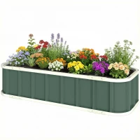 Outsunny Hochbeet Stahl, Pflanzbeet mit Klickverschlüssen Gefaltete Kante Frühbeet 136 x 52 x 31 cm Hellgrün(m-11)