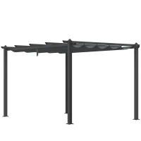 Outsunny 3 x 4m Aluminium Pergola, with Retractable Roof - Dark Grey(m-10)
