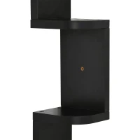 HOMCOM Estante de Canto de Parede 5 Níveis Altura 120 cm Formato Zigzag em Madeira Preta(m-4)