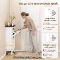 HOMCOM Dulap pentru Pantofi, 2 Sertare Rabatabile, Rafturi Reglabile, Alb(m-4)