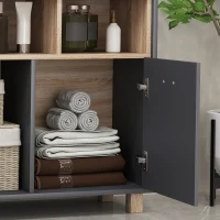 HOMCOM Móvel de arrumação para casa de banho, móvel de arrumação estilo moderno com compartimentos abertos e portas duplas(m-4)