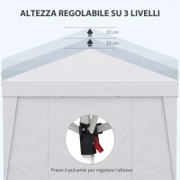 Outsunny Gazebo Pieghevole 3x3 m con Altezza Regolabile, con Design Pop Up e Finestre, Bianco(m-6)