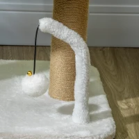 PawHut 42cm Indoor Cat Tree, with Toy Balls, Jute Scratching Post - White(m-9)