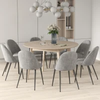 HOMCOM Pack de 8 Sillas de Comedor Modernas Sillas de Cocina Tapizada en Terciopelo con Respaldo Alto 50x52x83 cm Gris(m-10)