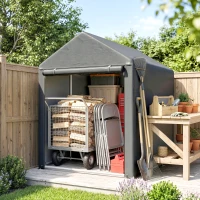 Outsunny Capanno Attrezzi anti UV con Ingresso a Zip, in Acciaio Zincato e Tessuto PE,120x179x165 cm, Grigio Scuro(m-2)