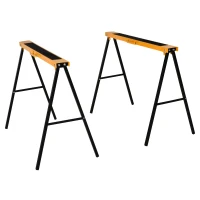 HOMCOM Set de 2 Capre Pliabile din Metal cu Suprafață Antiderapantă din EVA pentru Lucrări de Tăiere, Capră pentru Lemn, Capacitate Maximă 125 kg, Portocaliu Negru(m-12)