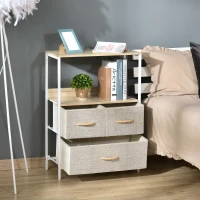 HOMCOM Cómoda Móvel de Arrumação com 3 Gavetas em Tecido Prateleira e Tampo Superior 58x29x81,5 cm(m-6)