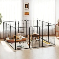 PawHut Parque para Perros de 12 Paneles con 2 Puertas Corralito para Perros para Exterior Interior de Acero 80x120 cm Negro(m-10)