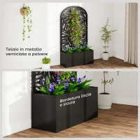 Outsunny Fioriera con Traliccio ad Arco per Rampicanti e Fori di Drenaggio, in Metallo, 61x23x113 cm, Nero(m-7)