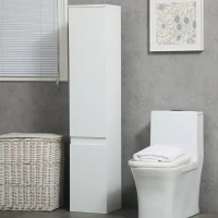 Kleankin Móvel Coluna Arrumação Casa de Banho 2 Armários 3 Prateleiras Reguláveis Estilo Contemporâneo 30x28x152,5 cm Branco(m-4)