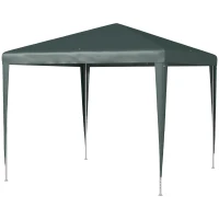 Outsunny Gazebo da Giardino 2.7x2.7 m con Picchetti e Corde, Telaio in Acciaio e Rivestimento in PE, Verde Scuro(m-11)