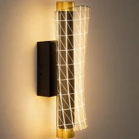 HOMCOM Wandleuchte Innen Wandlampe mit LED Lichte, Gitterdesign, Dimmbar Nachttischlampe Metall, Schwarz(m-12)