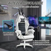 Vinsetto Sedia Gaming con Orecchie da Coniglio, Poggiapiedi, Cuscini, Reclinabile e Altezza Regolabile, Nero(m-5)