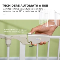 PawHut Poartă pentru câini reglabilă și pliabilă, cu închidere automată și sistem de blocare, 300x74,5 cm, alb(m-6)
