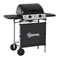 Outsunny Barbecue gaz 2 brûleurs en acier inoxydable, puissance 2,8 kW, barbecue de jardin 2 grilles, 104 x 49 x 99 cm, noir