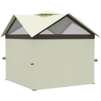 Outsunny Tonnelle de jardin tonnelle barnum double toit avec parois latérales amovibles cadre en acier 3,5 m x 3,5 m beige(m-11)