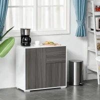 HOMCOM Aufbewahrungsschrank mit 2 Schubladen, 2 Türen, mit Kippschutz, für Wohnzimmer, Schlafzimmer, 79 x 36 x 74 cm, Weiß+Grau(m-10)