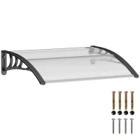Outsunny Copertină de Exterior Impermeabilă și Anti-UV, din PC, PP și Aluminiu, 75x100x23 cm, Transparentă și Neagră(m-11)