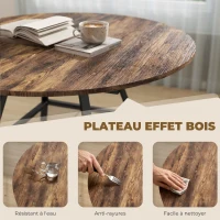 HOMCOM Table à manger ronde pour 4 personnes, Ø 100 x 76 cm, table de cuisine avec large plateau et étagère, brun rustique(m-6)