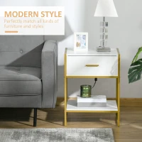HOMCOM Modern Bedside Table - White(m-5)