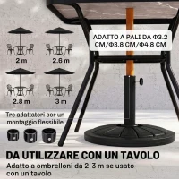 Outsunny Base per Ombrellone Rotonda Ø43cm da 13kg in Cemento per Pali da 32/38/48mm, Nero(m-4)