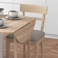 HOMCOM Folding Dining Table for 4, Round Drop Leaf Table, Modern Space Saving Small Kitchen Table with Wood Legs for Dining Room, Natural(m-9)