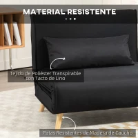 HOMCOM Sillón Cama Plegable con Respaldo Ajustable en 6 Posiciones Almohada Acolchada Carga 120 kg 94x78x80 cm Negro(m-5)