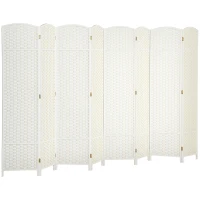 HOMCOM 8-teiliger Raumtrenner, Faltbarer Sichtschutz, Sichtschutzwand für Wohnzimmer, Schlafzimmer, Homeoffice, Weiß(m-12)