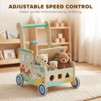 AIYAPLAY Wooden Baby Walker for 1-3 Year, Montessori Inspired Push Along Walker Toys, Multifunctional Activity Centre(m-6)