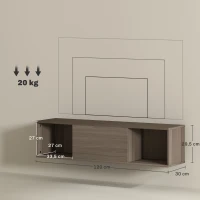 HOMCOM Armario de Pared Mueble de TV Colgante con 2 Compartimentos Abiertos y Puerta Abatible 120x30x29,5 cm Marrón(m-3)
