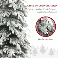 HOMCOM Weihnachtsbaum künstlich 210 cm Christbaum wie echt mit 800 dichten Zweigen, Kunstschnee, Auto-Öffnung(m-5)