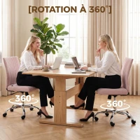 HOMCOM Chaise de bureau sans accoudoirs, fauteuil de bureau, hauteur réglable et pivotant 360°, 43 x 56 x 89-99 cm, rose(m-7)